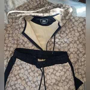 Authentic Signature Coach Beige and Black Patterned Jumpsuit Set